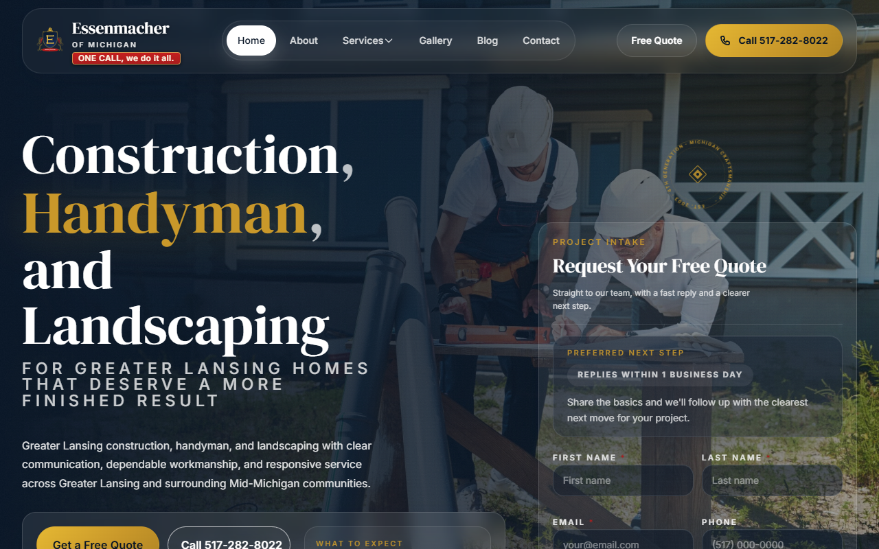 EOFM contractor website redesign for Greater Lansing homeowners