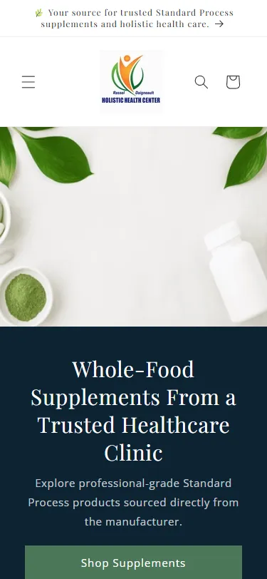 Rassel-Daigneault supplement shop Shopify mobile view